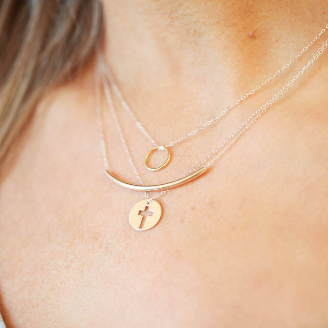 16" necklace gold - halo gold charm