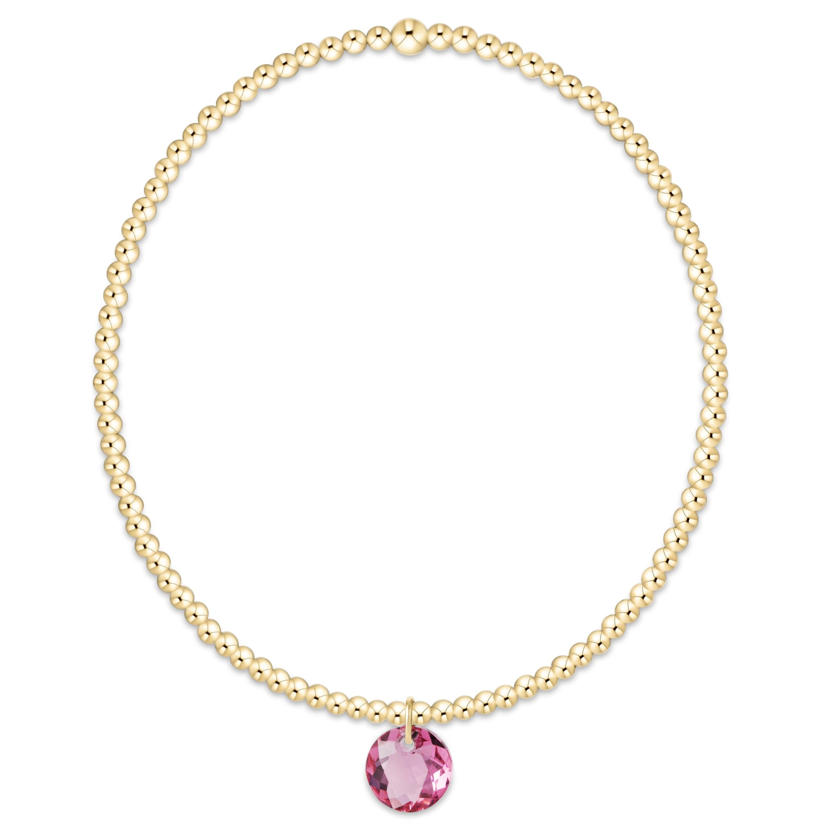 Classic Gold 2mm Bracelet - Reflection Small Charm - 10
