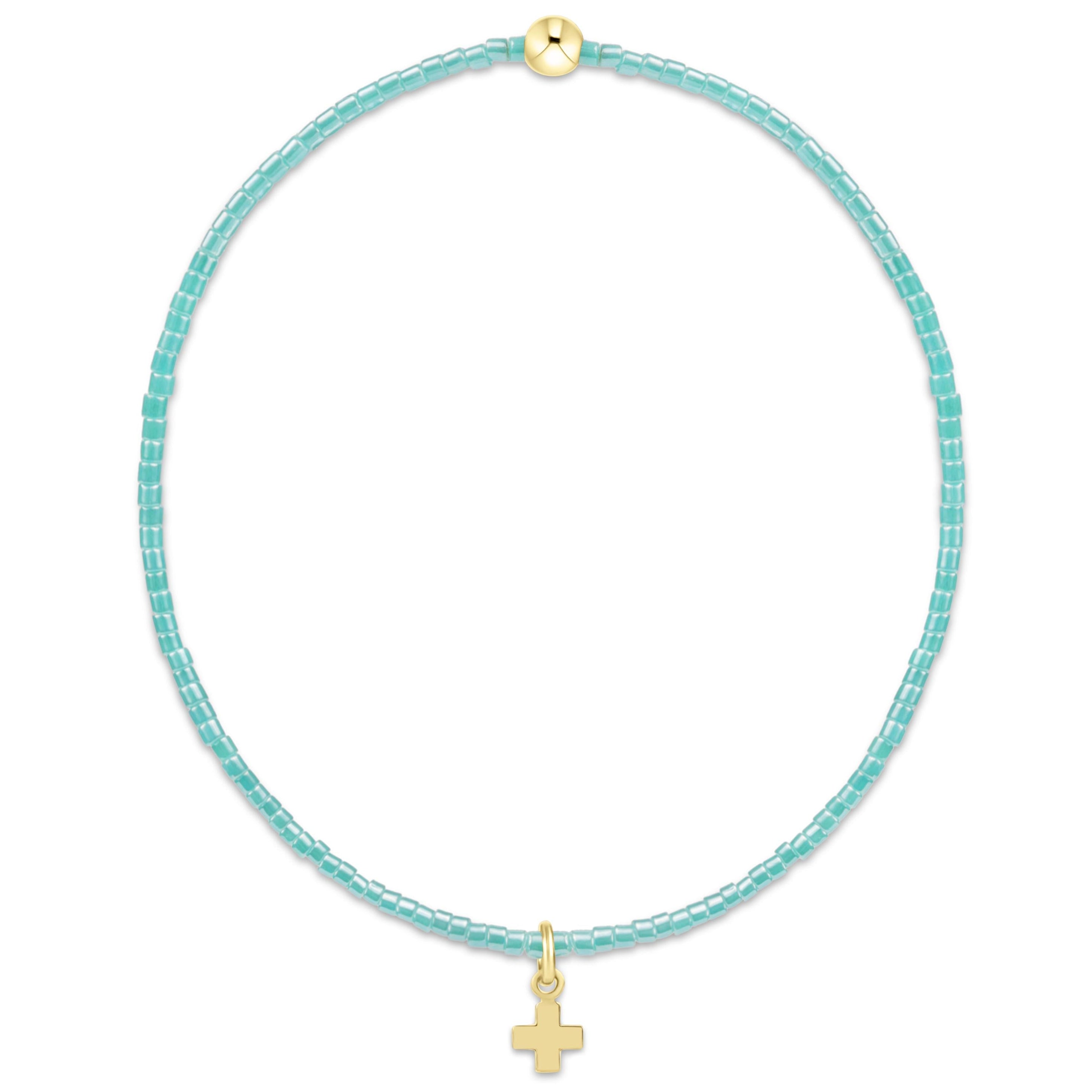 Hope Classic Sea Glass Bracelet - Signature Cross Small Gold Charm
