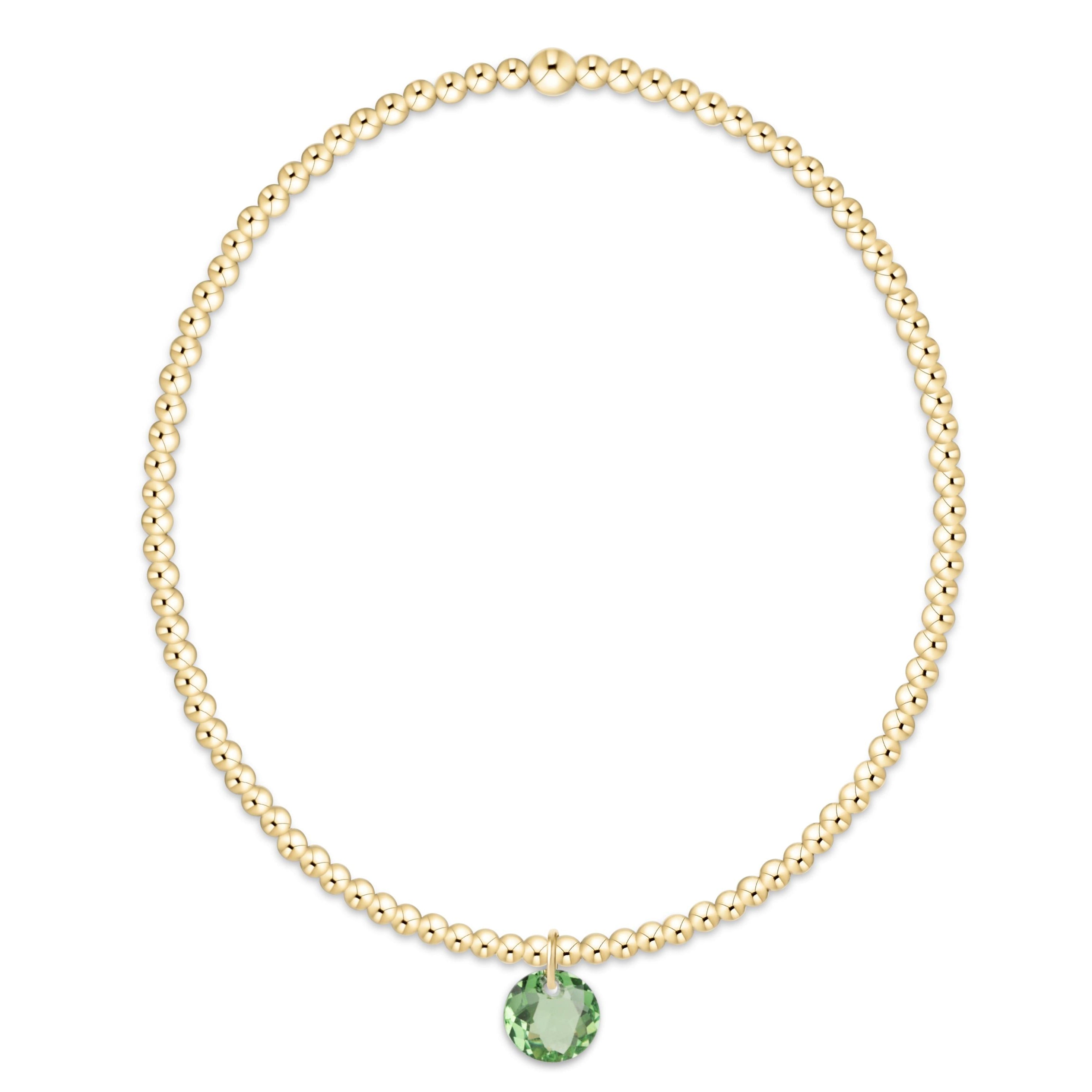 Classic Gold 2mm Bracelet - Reflection Small Charm - 08