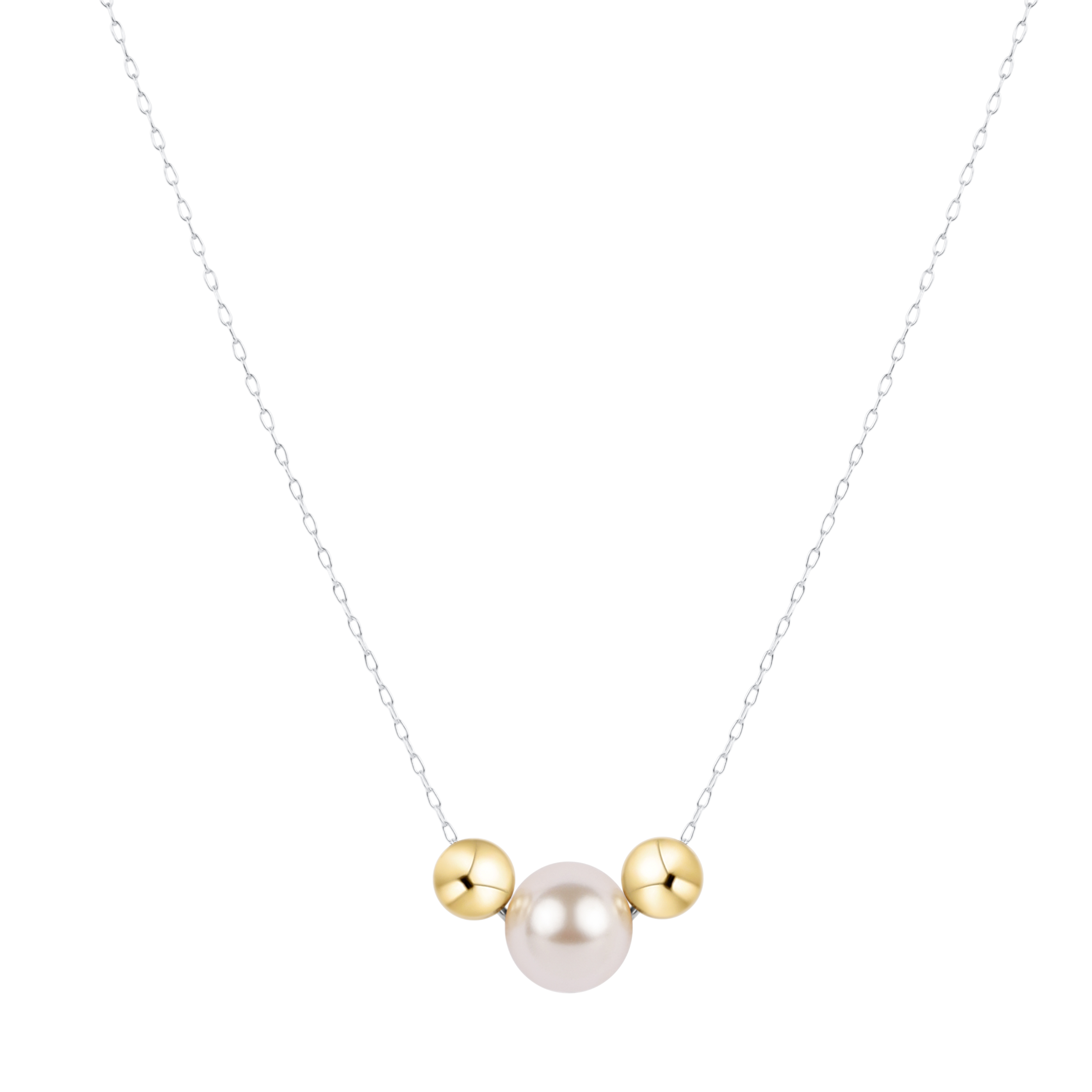 16" Necklace Mixed Metal - Purpose Gold Pearl