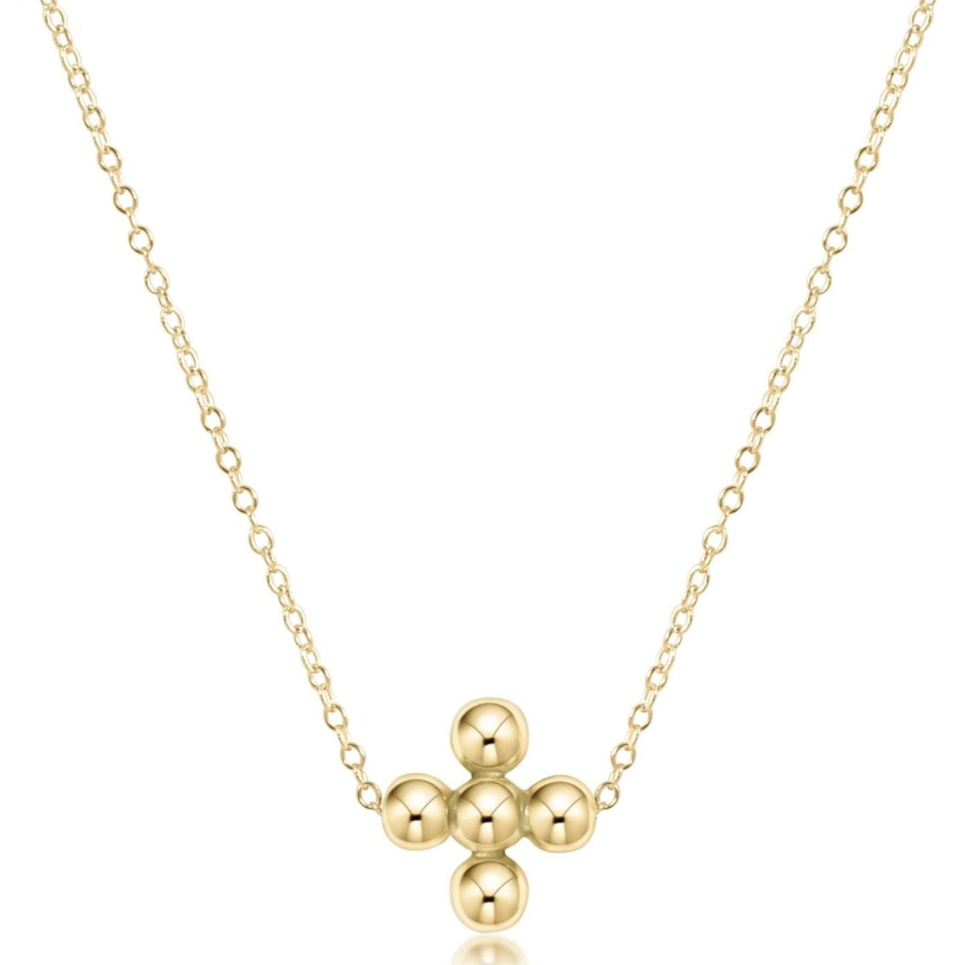 16" Necklace Gold - Signature Cross Beaded Gold 4mm