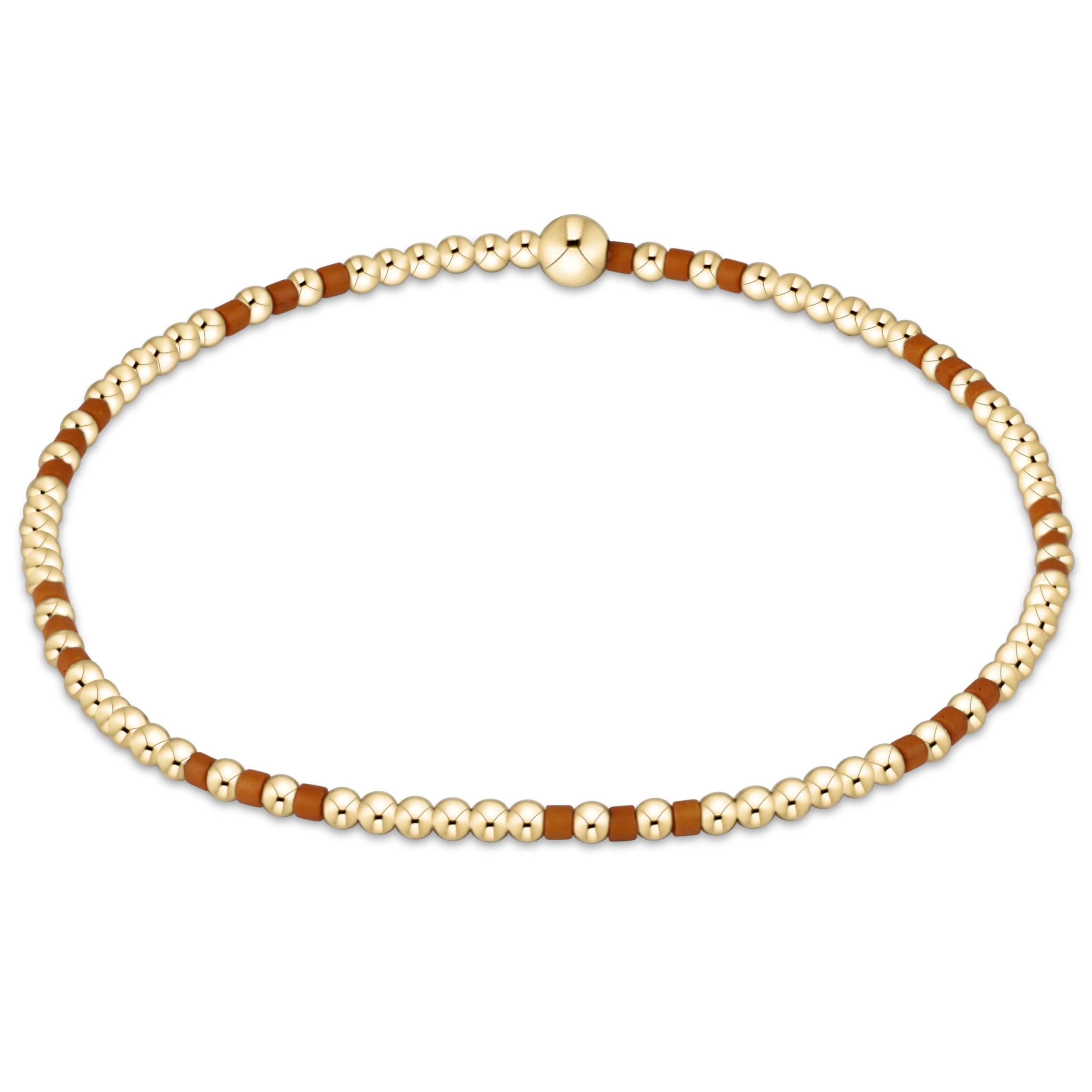 Gameday Hope Joy Pattern 2mm Bead Bracelet - Burnt Orange