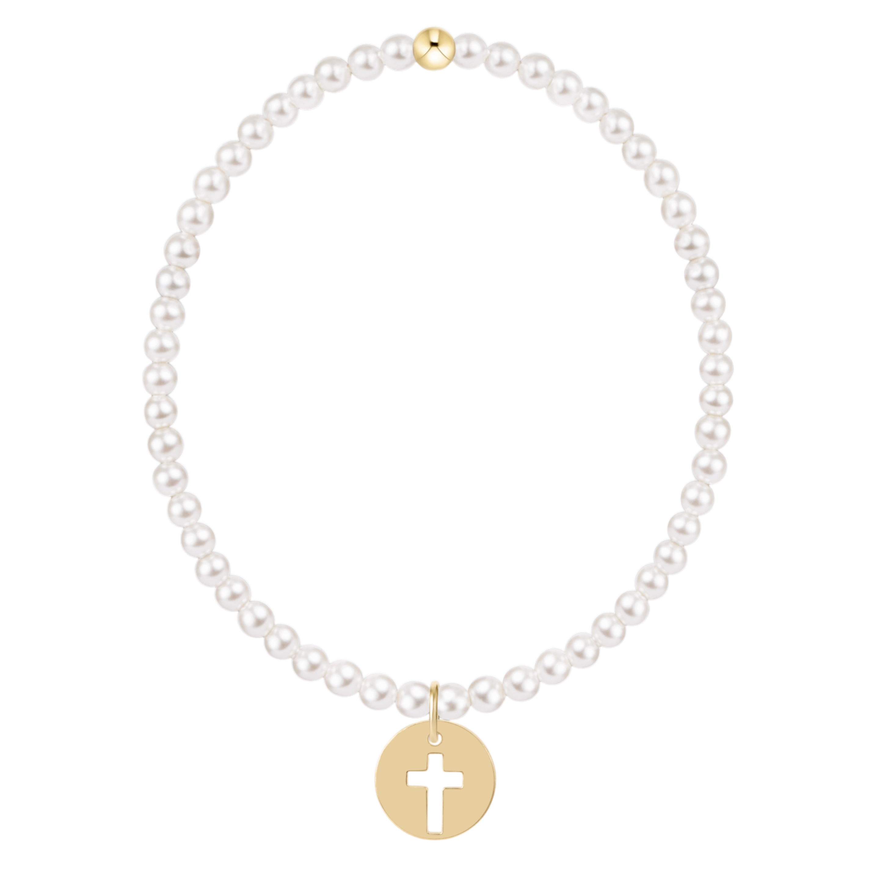 egirl Classic Pearl 3mm Bracelet - Blessed Gold Disc
