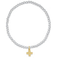 Classic Mixed Metal 3mm Bracelet - Signature Cross Gold Charm