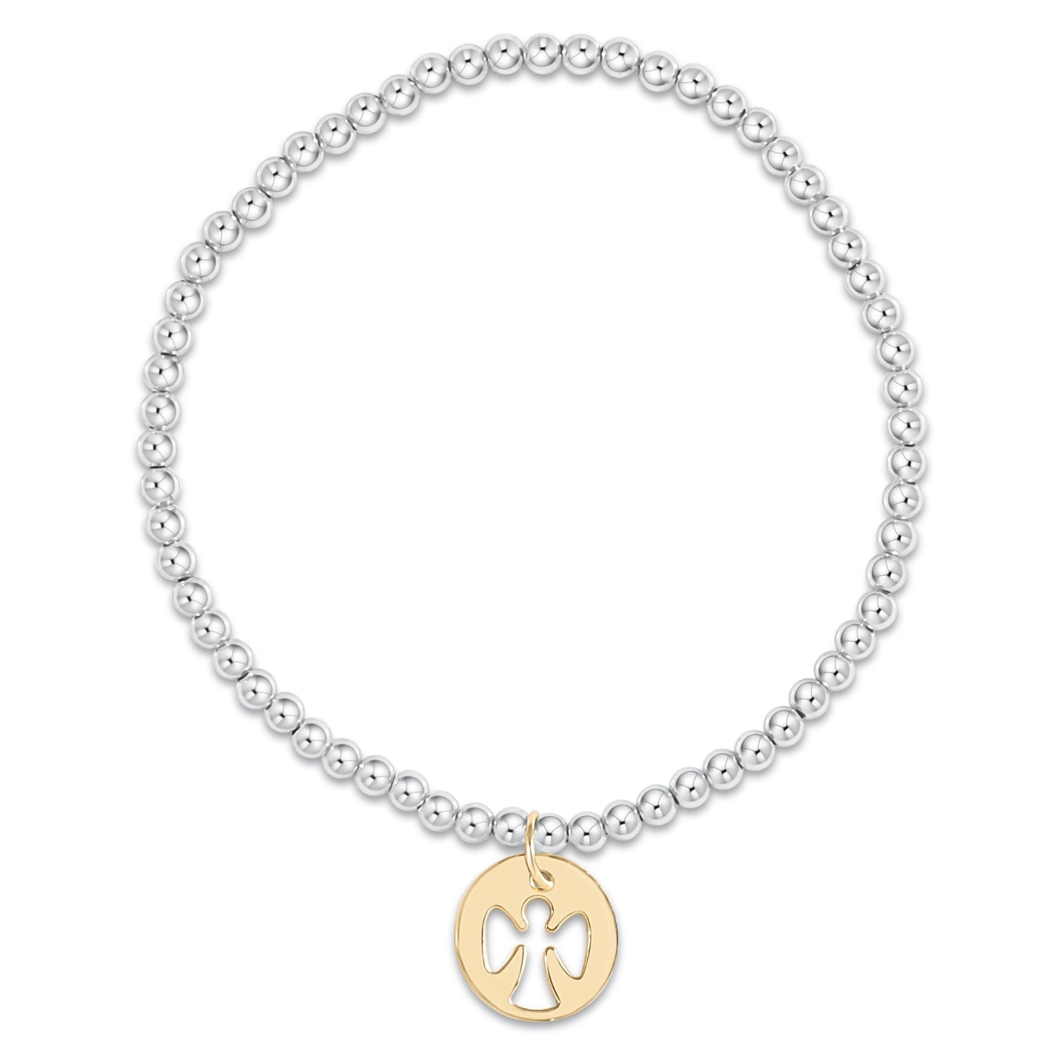 Classic Mixed Metal 3mm Bracelet - Guardian Angel Gold Disc