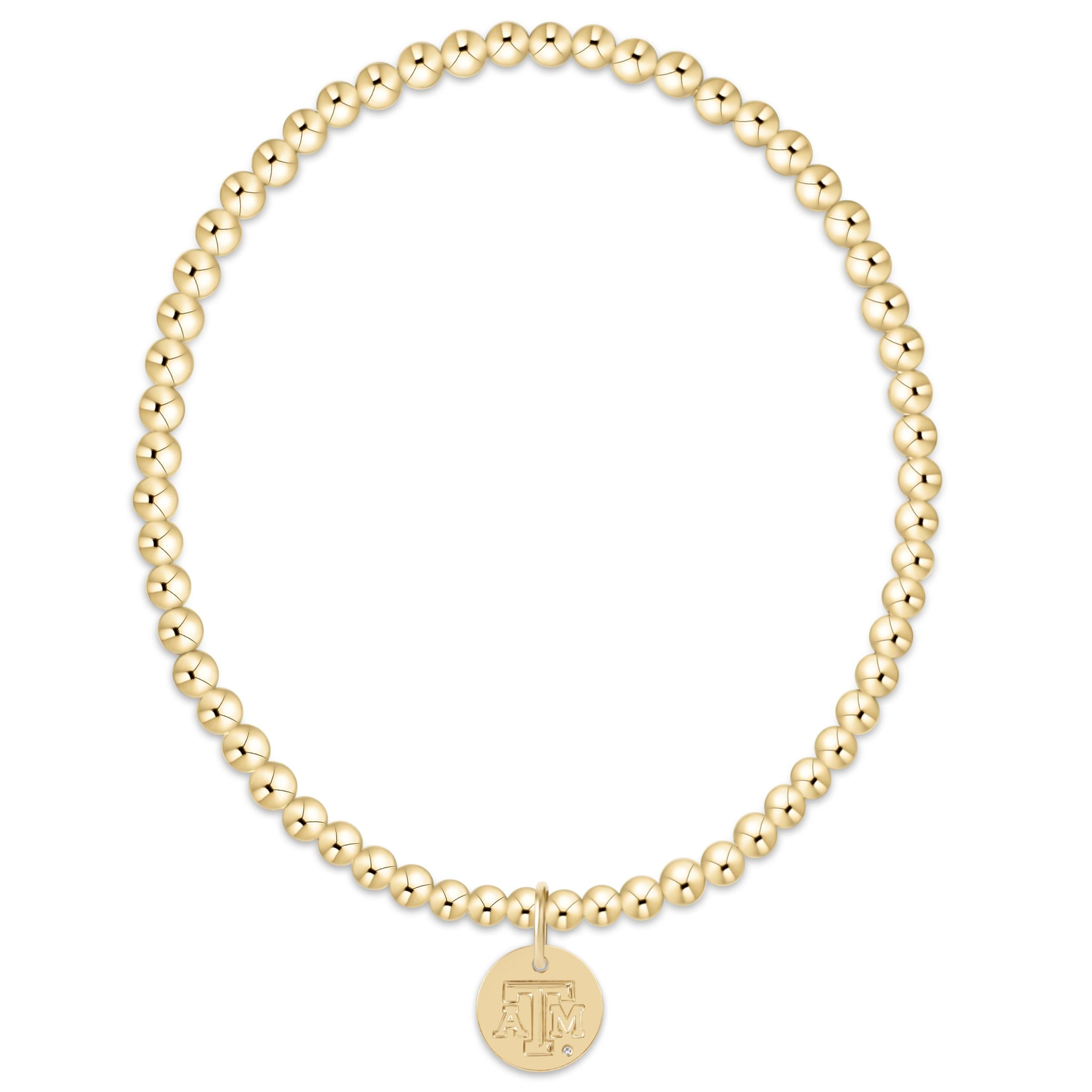 eCOLLEGIATE Classic Gold 3mm Bracelet - Texas A&M Disc