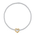 Classic Mixed Metal 2.5mm Bracelet - Love Gold Charm