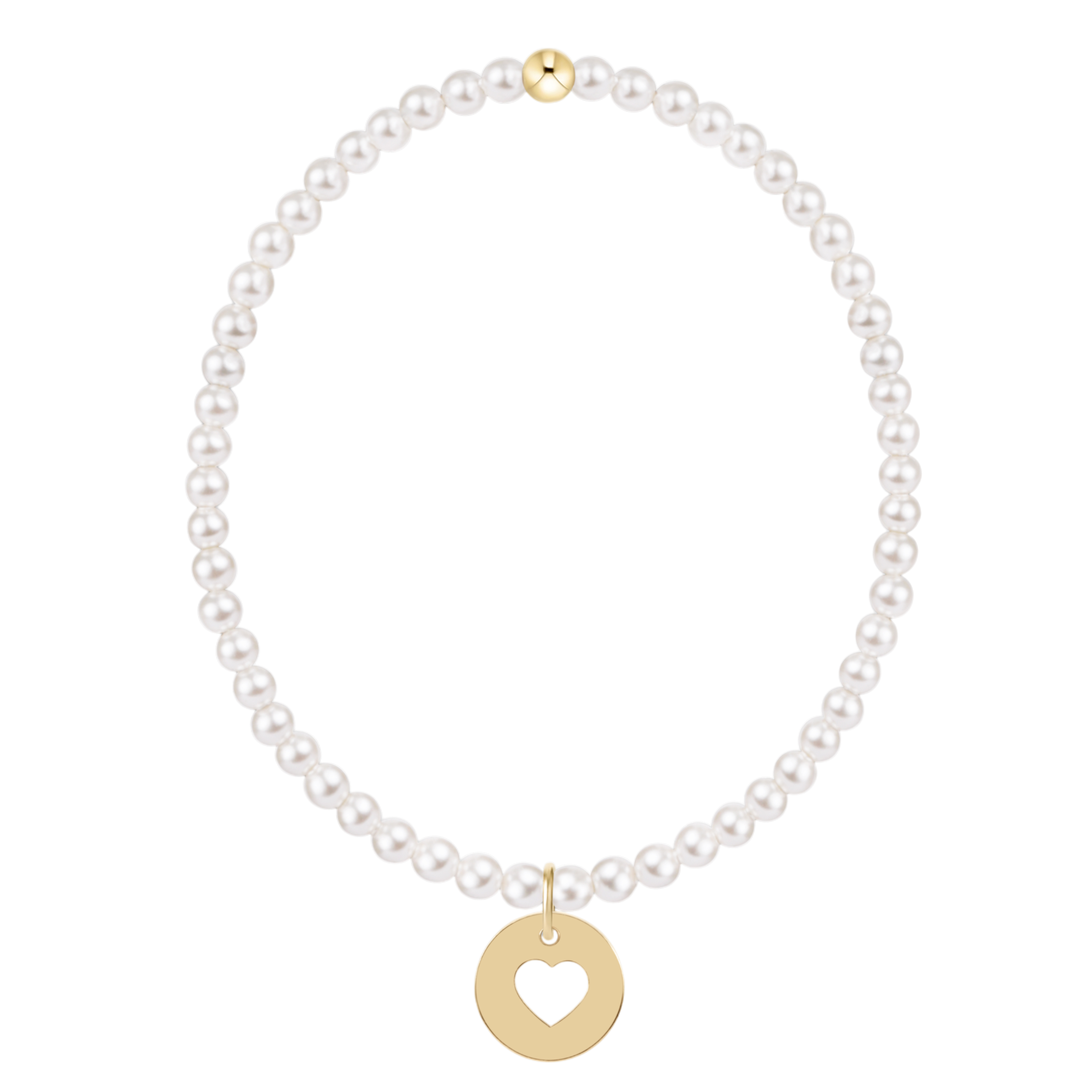 egirl Classic Pearl 3mm Bracelet - Love Gold Disc