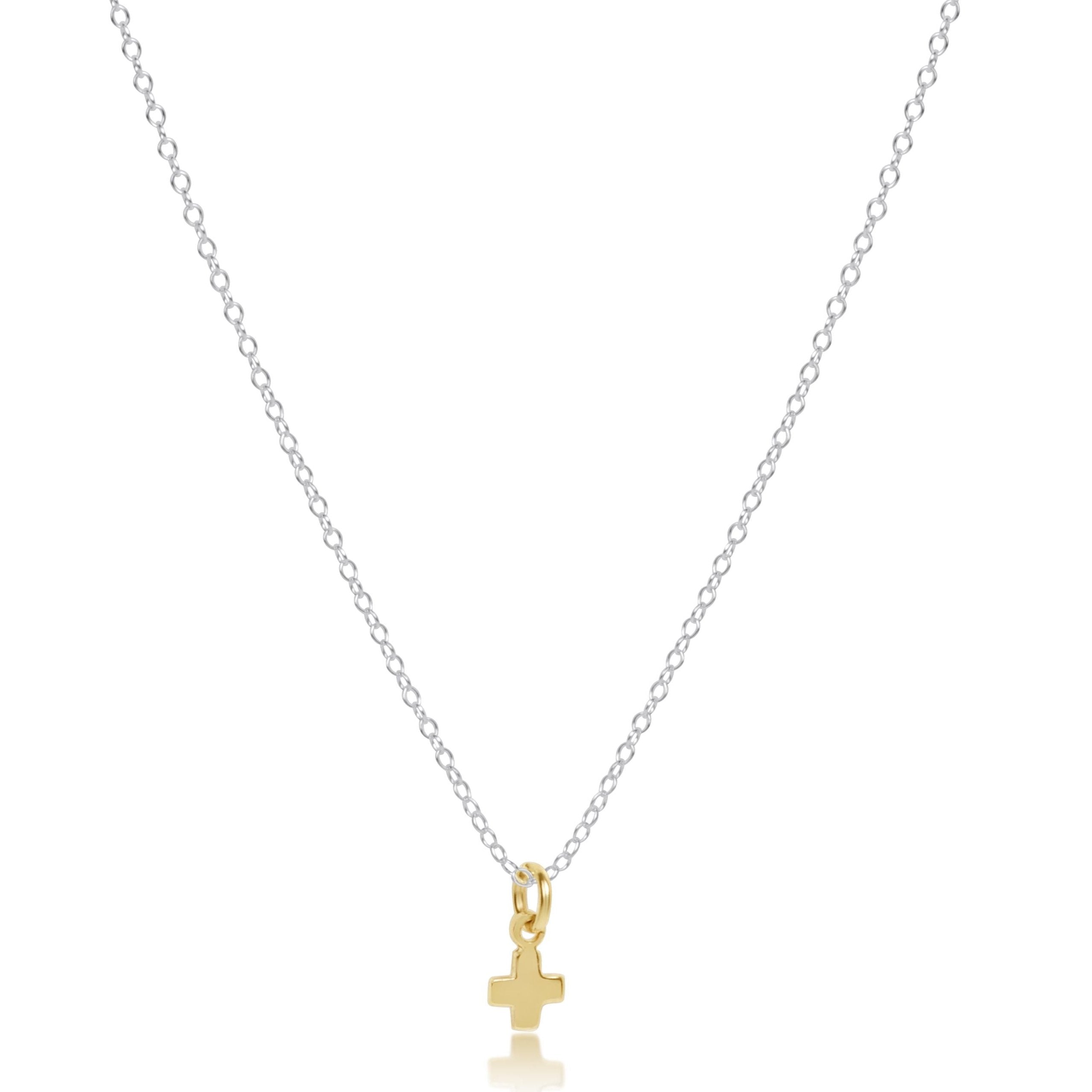 16" Necklace Mixed Metal - Signature Cross Small Gold Charm