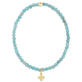Classic Amazonite 3mm Bracelet - Signature Cross Gold Charm