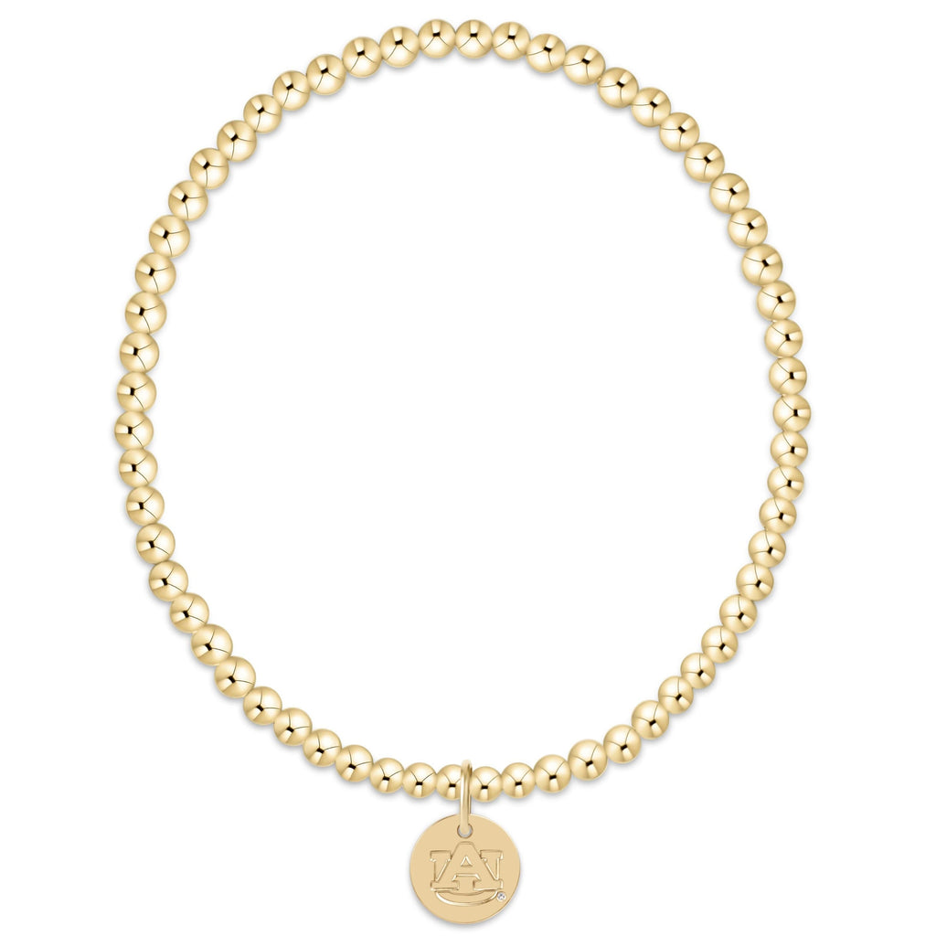 eCOLLEGIATE Classic Gold 3mm Bracelet - Auburn Disc
