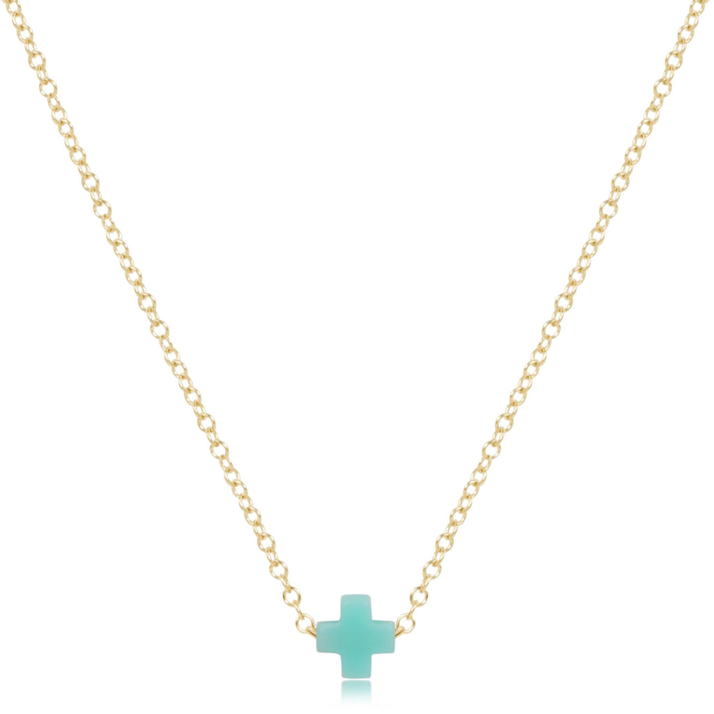 16" Necklace Gold - Signature Cross Small