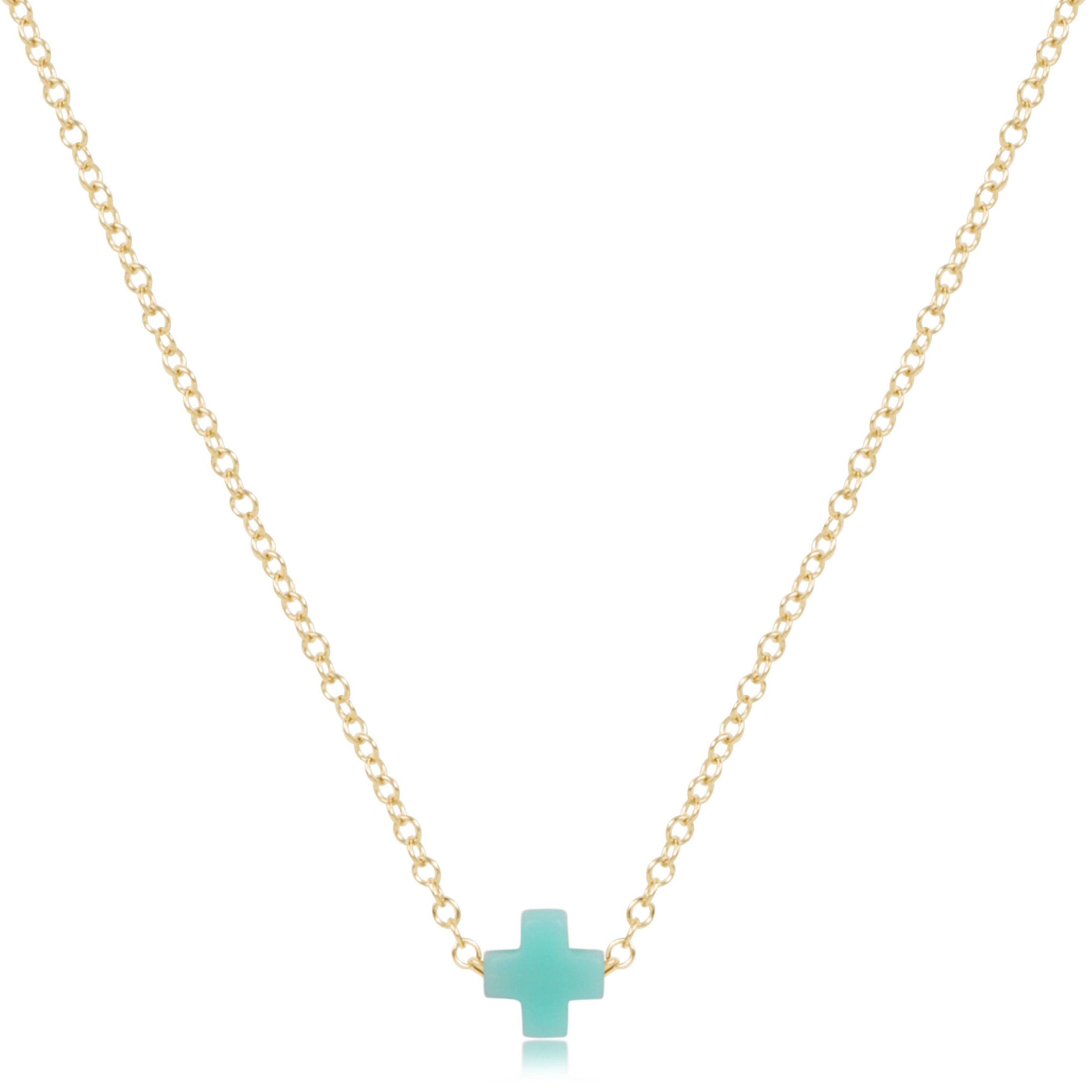 16" Necklace Gold - Signature Cross Small