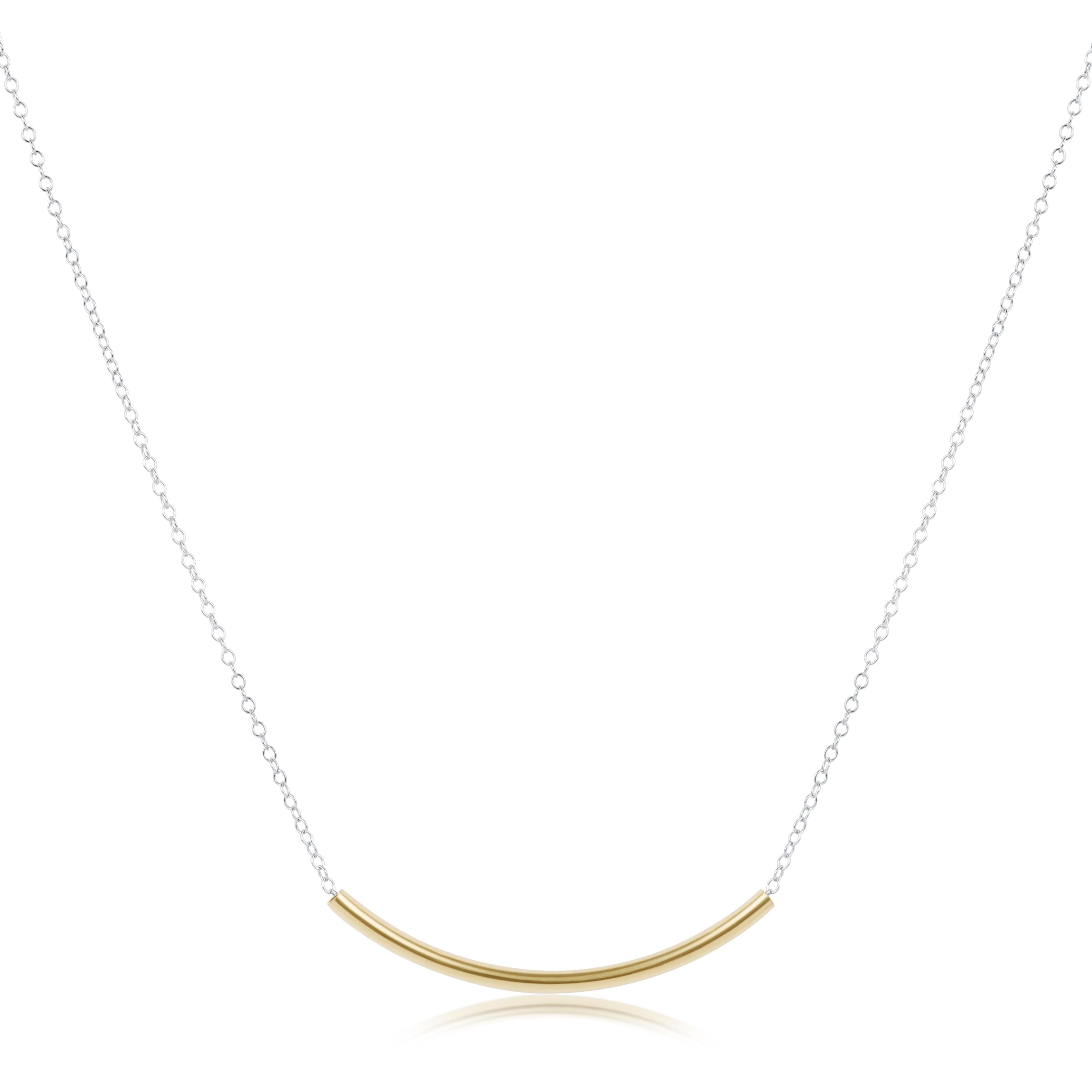 16" Necklace Mixed Metal - Bliss Bar Gold