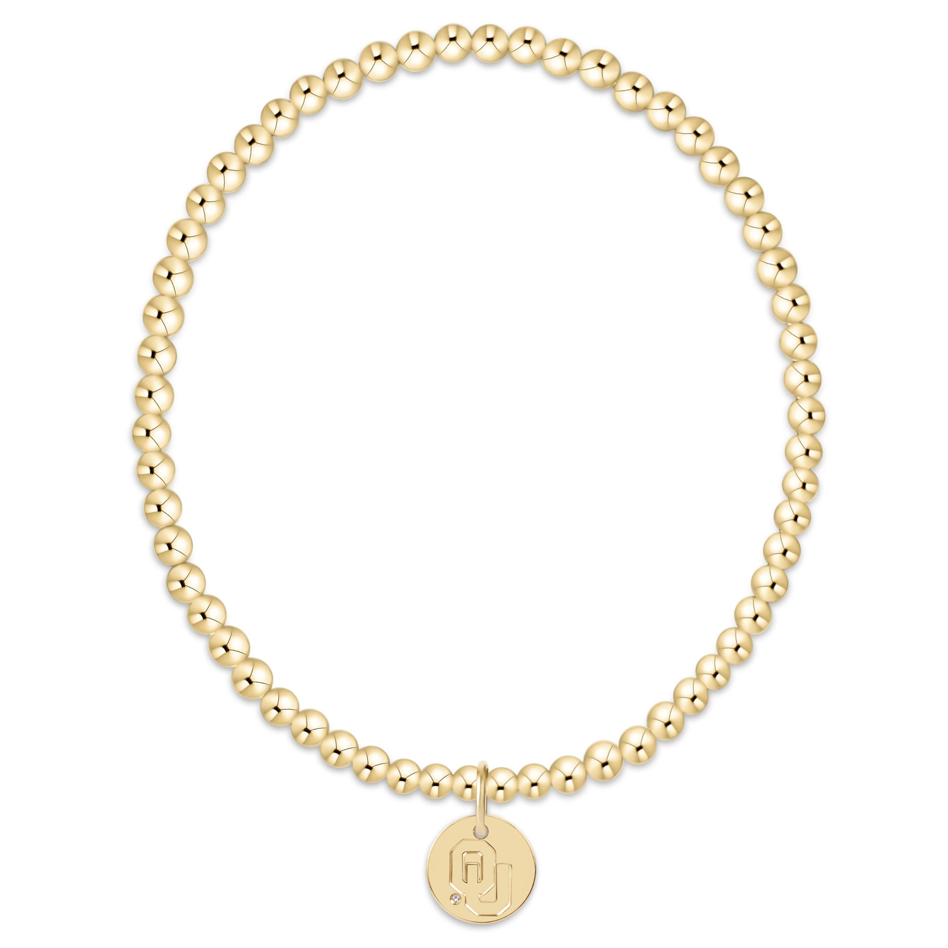 eCOLLEGIATE Classic Gold 3mm Bracelet - Oklahoma Disc