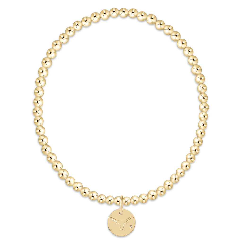 eCOLLEGIATE Classic Gold 3mm Bracelet - UT Austin Disc