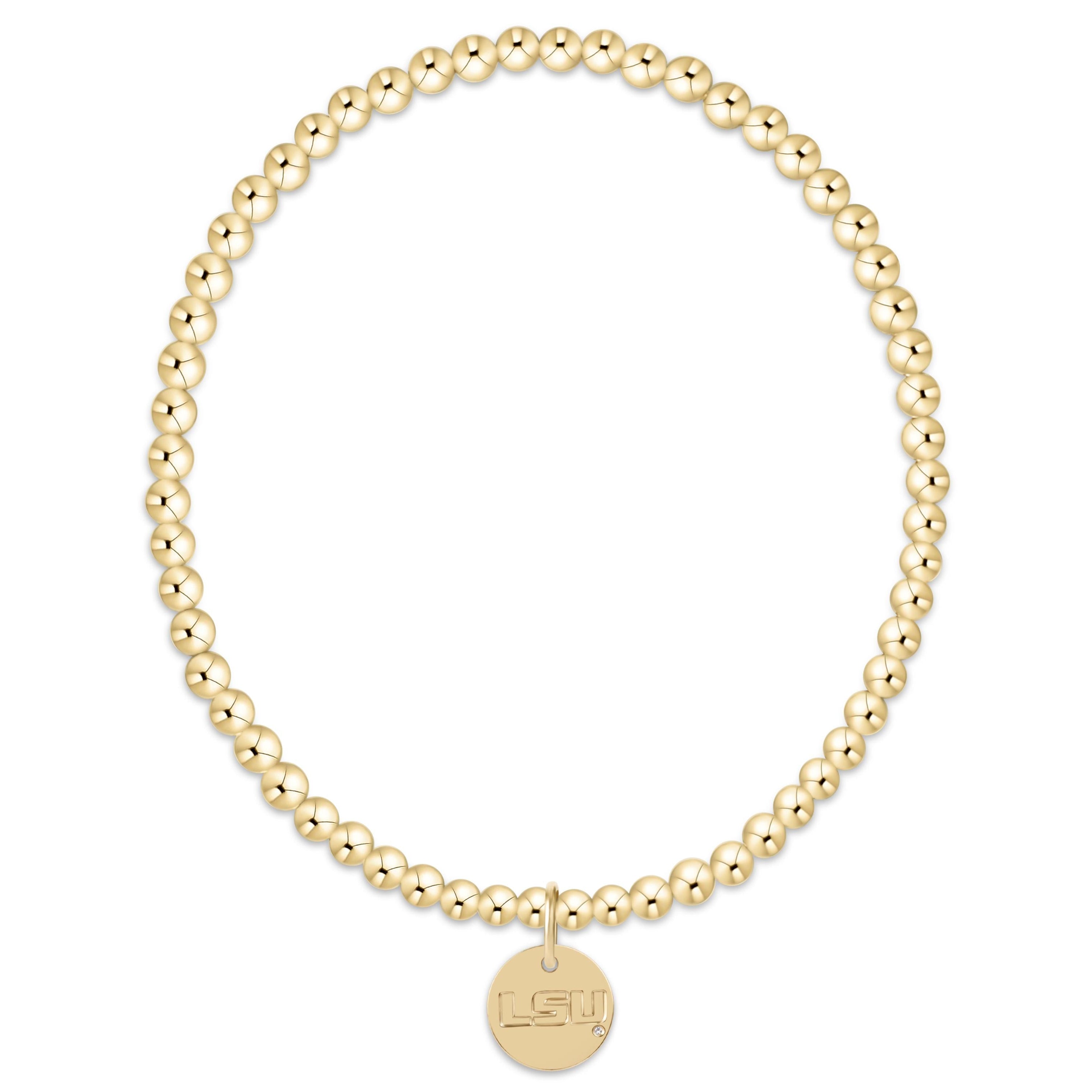 eCOLLEGIATE Classic Gold 3mm Bracelet - LSU Disc